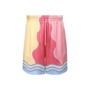 Casablanca Bedrukte Satijnen Bermuda Shorts , Pink , Heren , Maat: XS