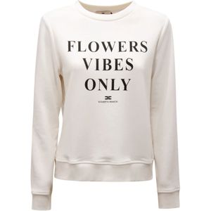 Elisabetta Franchi, Dames, Sweatshirts & Hoodies, Wit, Maat: S Satijn,