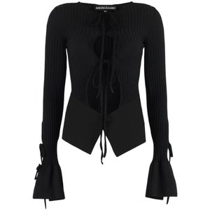 Andrea Adamo, Dames, Truien, Zwart, Maat: L Viscose,