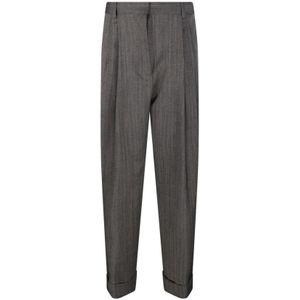 Dries Van Noten, Dames, Broeken, Grijs, Maat: S Leer,