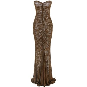 Norma Kamali, Dames, Jurken, Groen, Maat: XS Leer,