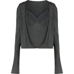 Alberta Ferretti, Dames, Truien, Grijs, Maat: 2XS Wol,