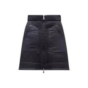 Moncler Zwarte diamantgestikte gewatteerde rok , Black , Dames , Maat: 3XS