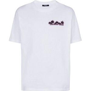 Balmain Club Signature bedrukt T-shirt , White , Heren , Maat: 2XL