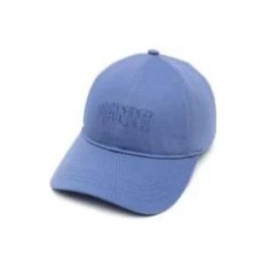 Ganni Geborduurde Logo Baseball Cap , Blue , Dames , Maat: ONE Size