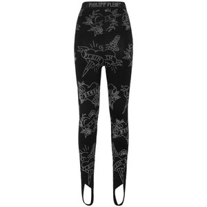 Philipp Plein, Dames, Broeken, Zwart, Maat: XS Jersey,