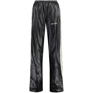 Palm Angels, Dames, Broeken, Zwart, Maat: S Leer,