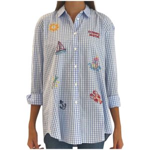 Saint Barth, Dames, Blouses & Shirts, Blauw, Maat: M Katoen,