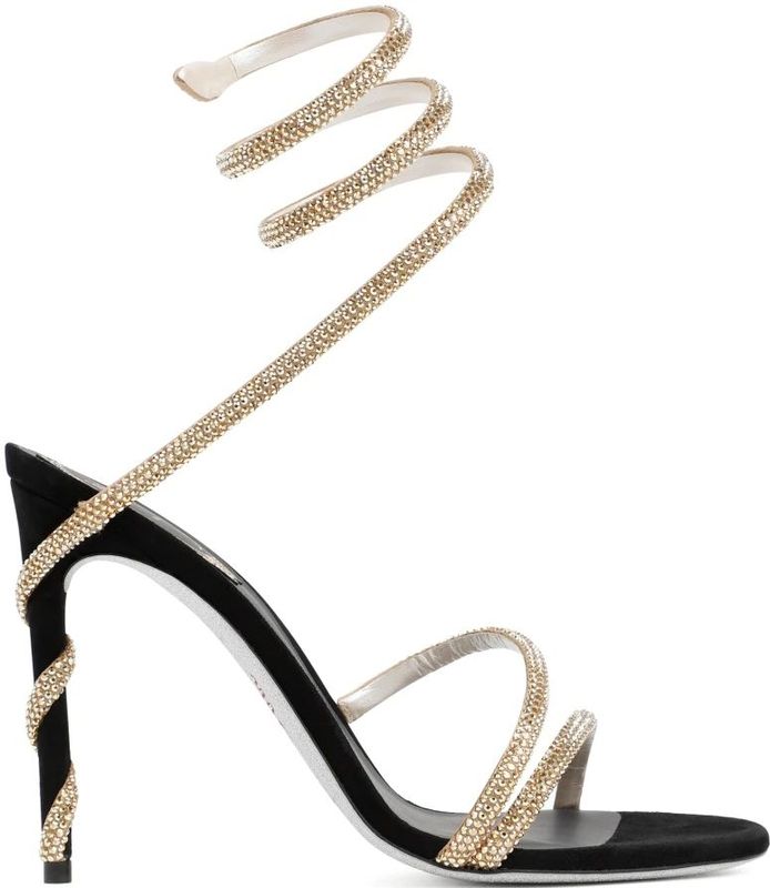 René Caovilla Sandalen - Golden Margot Crystal-Embellished Spiral Sandals in goud
