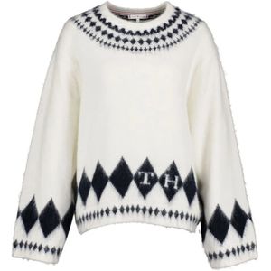 Tommy Hilfiger, Dames, Truien, Wit, Maat: L Wol,