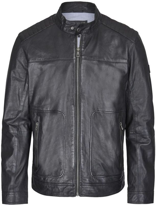 Bugatti - Claudio - Leren Jas - Zwart - Plantaardig Gelooid Lamsvacht Leer