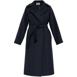 Max Mara, Dames, Mantels, Blauw, Maat: L Leer,