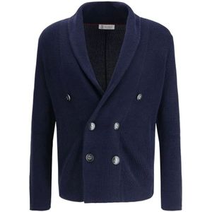 Brunello Cucinelli, Heren, Truien, Blauw, Maat: XL Katoen,