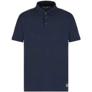EA7 - Poloshirt - Marineblauw - Katoen - Korte Mouwen