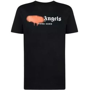 Palm Angels, Heren, Tops, Zwart, Maat: S Katoen,