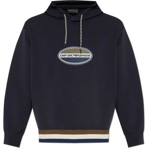 Emporio Armani, Heren, Sweatshirts & Hoodies, Blauw, Maat: M Katoen,
