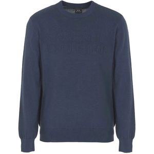 Armani Exchange, Heren, Sweatshirts & Hoodies, Blauw, Maat: S Wol,