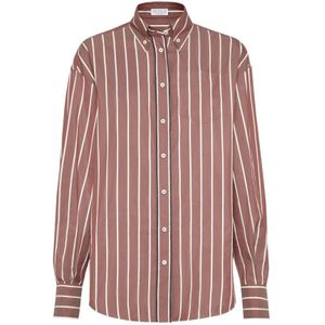 Brunello Cucinelli, Dames, Blouses & Shirts, Bruin, Maat: L Katoen,
