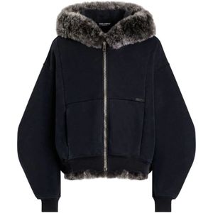 Dolce & Gabbana, Heren, Sweatshirts & Hoodies, Zwart, Maat: S Taf,