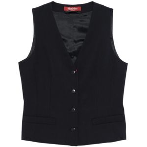 Max Mara Studio, Dames, Jassen, Blauw, Maat: S Leer,