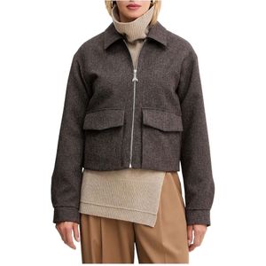 Patrizia Pepe, Dames, Jassen, Bruin, Maat: M Leer,