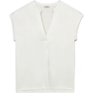 Oltre, Dames, Blouses & Shirts, Wit, Maat: S Katoen,