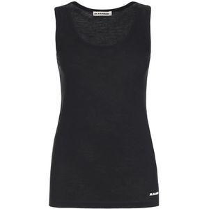 Jil Sander - Mouwloze Top - Zwart - Katoen
