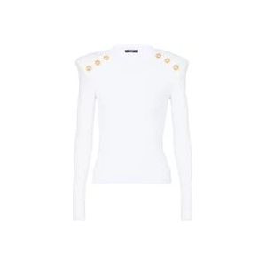 Balmain Fine knit 6-button jumper , White , Dames , Maat: 2XS