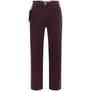 Elisabetta Franchi - Bordeaux Denim Jeans - Dames - High-Waisted - Regular Fit