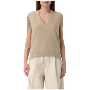 Maison Margiela, Dames, Truien, Bruin, Maat: L Leer,