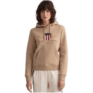 Gant, Dames, Sweatshirts & Hoodies, Beige, Maat: L Katoen,