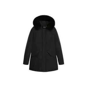 Woolrich Luxury Arctic Parka with Removable Dyed Fur , Black , Dames , Maat: XS