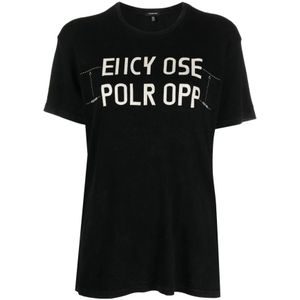 R13, Dames, Tops, Zwart, Maat: XS Katoen,