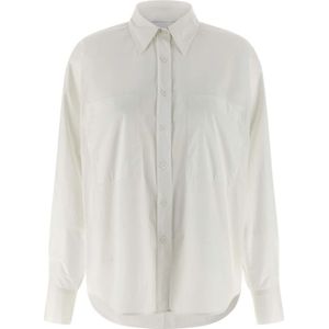 Nude, Dames, Blouses & Shirts, Wit, Maat: M Katoen,