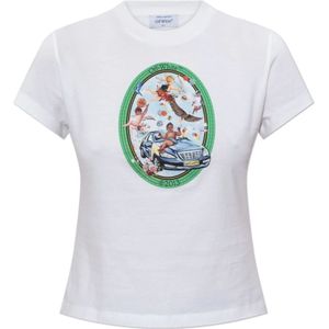 Off White, Dames, Tops, Wit, Maat: 2XS Katoen,