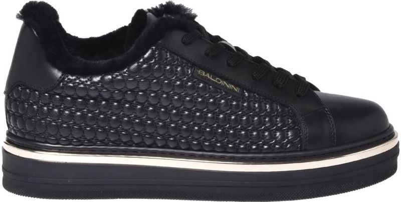 BALDININI - Sneakers Laag - Zwart - Glad Leer - Vetering met 6 Gaten