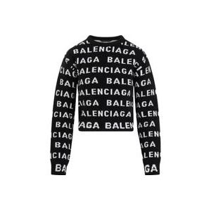 Balenciaga Wol Pullover Zwart Wit , Multicolor , Dames , Maat: S