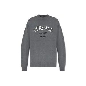Versace Trui met logo , Gray , Heren , Maat: L