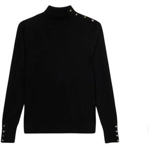 Oltre, Dames, Truien, Zwart, Maat: S Leer,