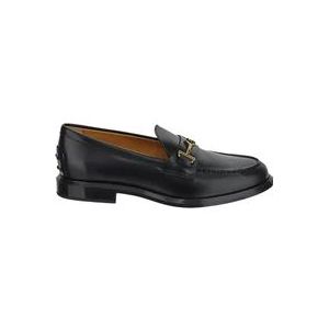 Tod's Zwarte Leren Loafers met T Ring Accessoire , Black , Dames , Maat: 40 EU