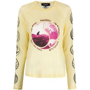 Dsquared2 T-Hemden , Yellow , Dames , Maat: S