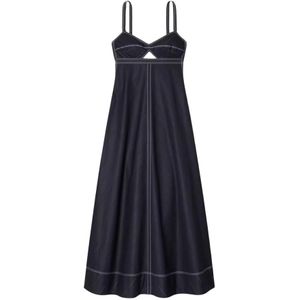 Tory Burch, Dames, Jurken, Blauw, Maat: M Katoen,