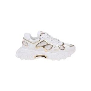 Balmain Witte/Gouden Leren Sneakers , White , Dames , Maat: 36 EU