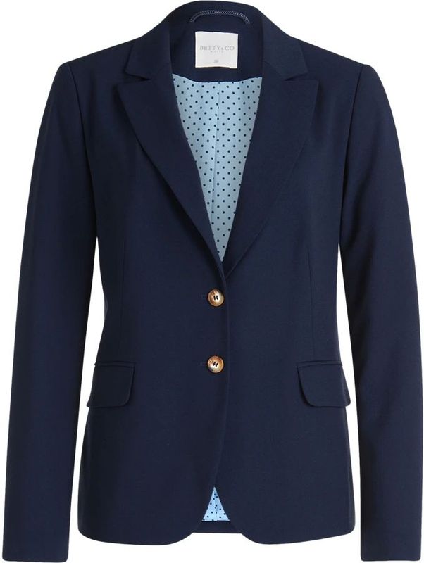 Betty & Co - Blazer - Blauw - Katoen - Getailleerde Pasvorm