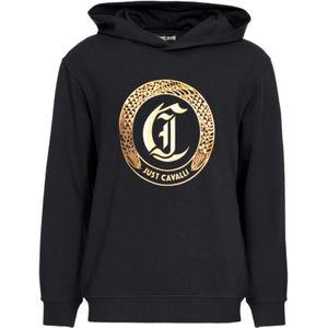 Just Cavalli, Heren, Sweatshirts & Hoodies, Zwart, Maat: L Katoen,