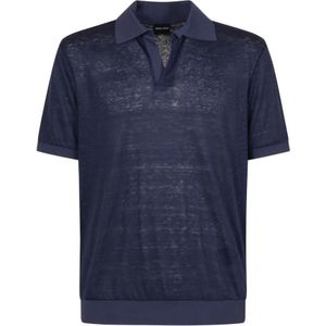 Giorgio Armani, Heren, Tops, Blauw, Maat: 2XL Viscose,