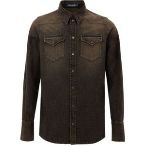 Dolce & Gabbana, Heren, Overhemden, Bruin, Maat: L Denim,