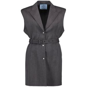 Prada, Dames, Jassen, Grijs, Maat: XS Wol,