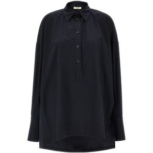 Di.la3 Pari', Dames, Blouses & Shirts, Blauw, Maat: S Katoen,