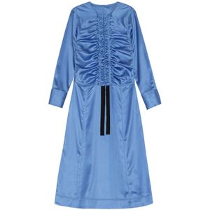 Ganni, Dames, Jurken, Blauw, Maat: 2XS Satijn,